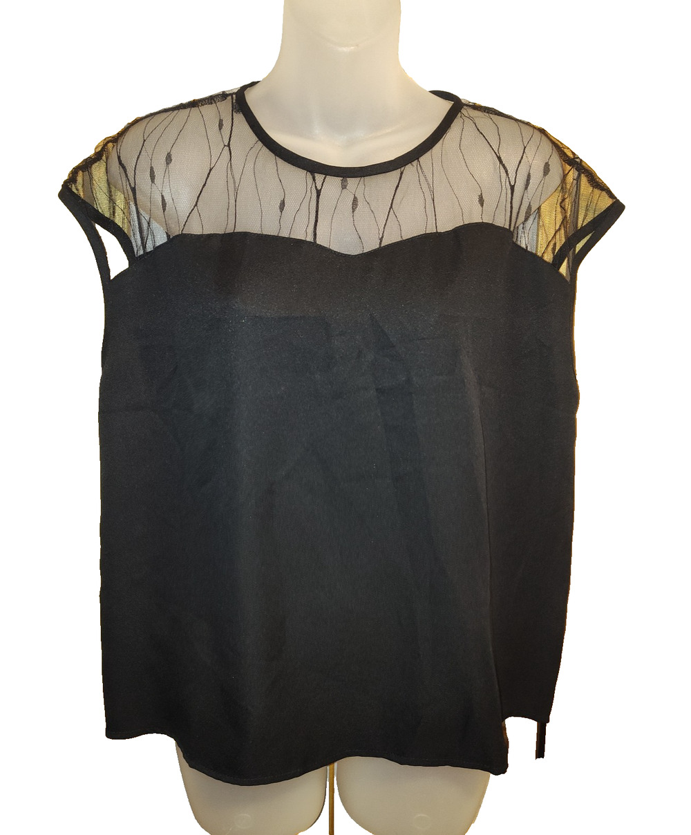 Skechers Women’s Black Blouse Mesh Casual Top Size XL BG30